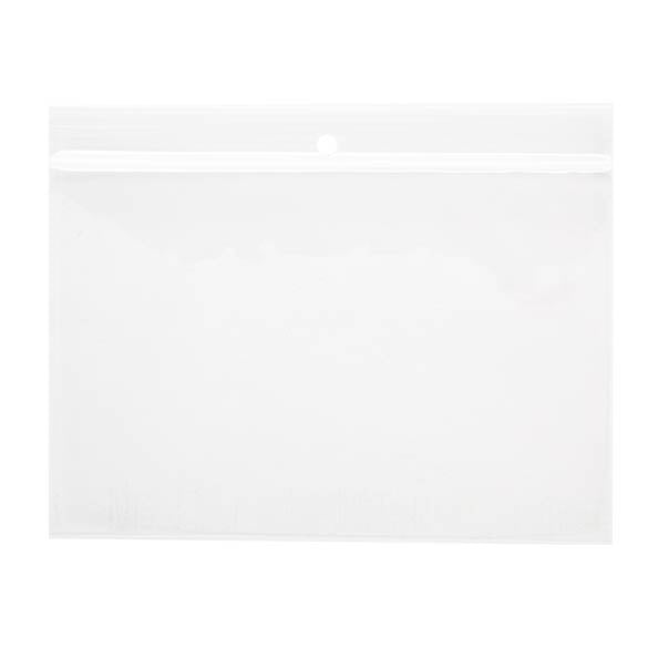 Blixtlåspåsar med häng hål 15x10cm Kristallklart PP 50 mikron (100 st) [ZR64]