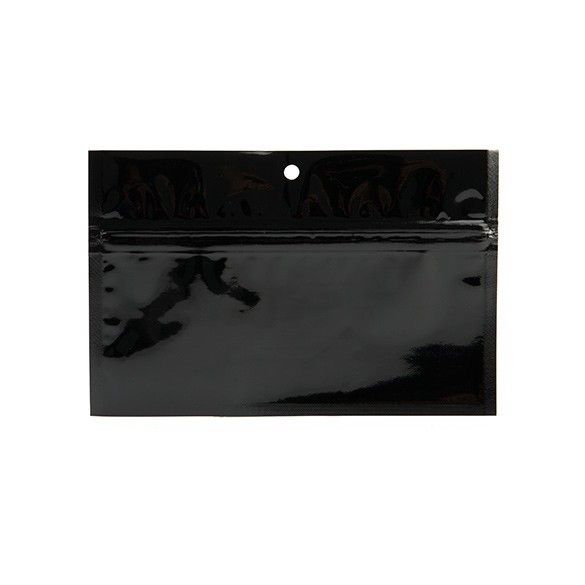 Black Metallized Hanging Zipper Barrier Bags 15.2 x 7 cm (100 Pieces) [HZBB2MB]