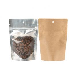 Stå upp påsar Transparent/Kraft 10,2x6x15,2cm Med hängande hål (100 st) [ZBGK2H]