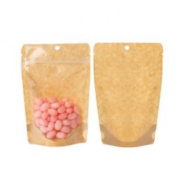 Stå upp påsar Transparent/Kraft 10,2x6x15,2cm Med hängande hål (100 st) [ZBGKC2H]