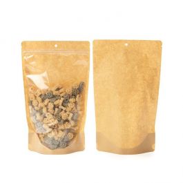 Stå upp påsar Transparent/Kraft 17,1x8,9x28,6cm Med hängande hål (100 st) [ZBGKC4H]