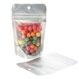 Stå upp påsar Transparent/Silver 8x5x13cm | 28 gram med upphängningshål (100 st) [ZBGS1H]