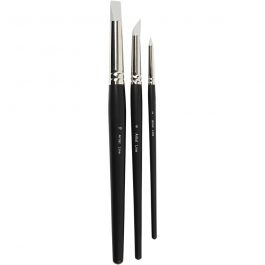 Artist Line Pensel, nr. 2+6+10, L: 19-25 cm, B: 6+10+15 mm, platta,runda, 3 st./ 1 förp. [HOB-100274]