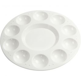 Palett, Rund palett, med 11 fack, Dia. 17 cm, vit, 1 st. [HOB-103300]