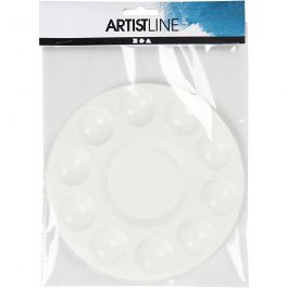 Palett, Rund palett, med 11 fack, Dia. 17 cm, vit, 10 st./ 1 förp. [HOB-10330]