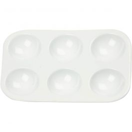 Palett, Rektangulär palett med 6 fack, stl. 13x8,5 cm, vit, 10 st./ 1 förp. [HOB-10332]