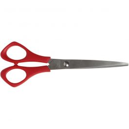Skolsax, L: 16 cm, spetsig, vänster, röd, 1 st. [HOB-11212]