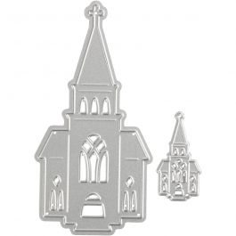Skär och prägelschablon, kyrkor, stl. 46x91+18x35 mm, 1 st. [HOB-118012]