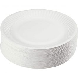 Vita papptallrikar, Dia. 15 cm, 100 st./ 1 förp. [HOB-13202]