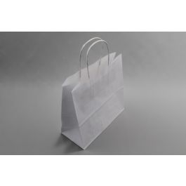 Papperskassar Vit 14x8x21cm Kraft 90 g/gm med tvinnade handtag (50 st) [PAMW1421]
