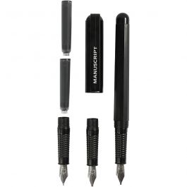 Kalligrafipennor, Nybörjarset, B: 0,85-1,6 mm, svart, 1 set [HOB-14195]