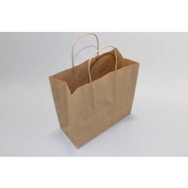 Papperskassar Brun 18x8x22cm Kraft Papper 90 gram med tvinnade handtag (50 st) [PAMB1822]