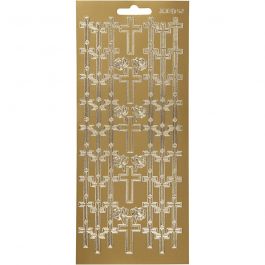 Stickers, kors, ark 10x23 cm, guld, 1 ark [HOB-170012]