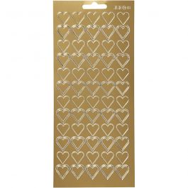 Stickers, hjärtan, ark 10x23 cm, guld, 1 ark [HOB-170017]