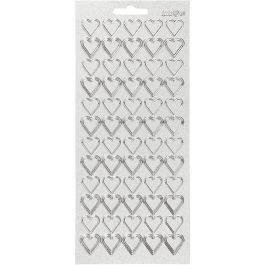Stickers, hjärtan, ark 10x23 cm, silver, 1 ark [HOB-170018]