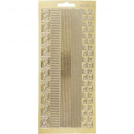 Stickers, bårder, ark 10x23 cm, guld, 1 ark [HOB-170024]