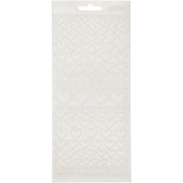 Stickers, hjärtan, ark 10x23 cm, transparent, 1 ark [HOB-170043]