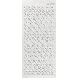 Stickers, hjärtan, ark 10x23 cm, silver, 1 ark [HOB-170046]