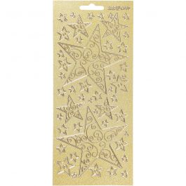 Stickers, stjärnor, ark 10x23 cm, guld, 1 ark [HOB-170063]