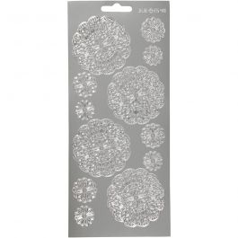 Stickers, blommor, ark 10x23 cm, silver, 1 ark [HOB-170096]