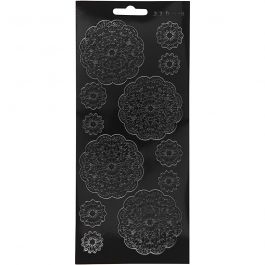 Stickers, blommor, ark 10x23 cm, svart, 1 ark [HOB-170097]