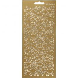 Stickers, duvor, ark 10x23 cm, guld, 1 ark [HOB-170099]