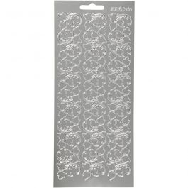 Stickers, blad, ark 10x23 cm, silver, 1 ark [HOB-170102]