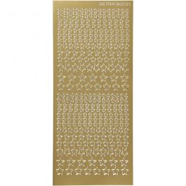 Stickers, stjärnor, ark 10x23 cm, guld, 1 ark [HOB-170111]
