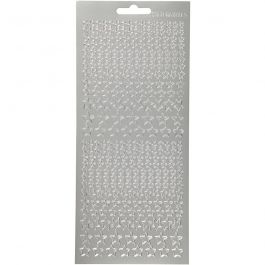 Stickers, stjärnor, ark 10x23 cm, silver, 1 ark [HOB-170112]