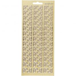 Stickers, hörn, ark 10x23 cm, guld, 1 ark [HOB-170119]