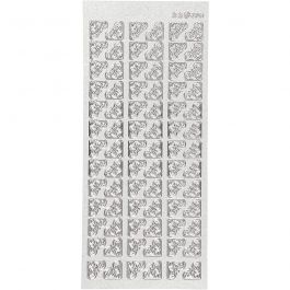 Stickers, hörn, ark 10x23 cm, silver, 1 ark [HOB-170120]