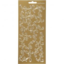 Stickers, virvlar, ark 10x23 cm, guld, 1 ark [HOB-170121]