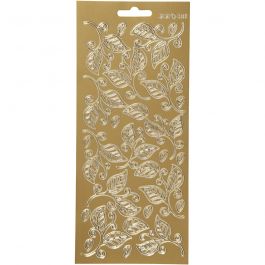 Stickers, blad, ark 10x23 cm, guld, 1 ark [HOB-170124]