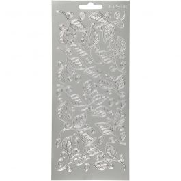 Stickers, blad, ark 10x23 cm, silver, 1 ark [HOB-170125]