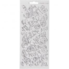 Stickers, fjärilar, ark 10x23 cm, silver, 1 ark [HOB-170132]
