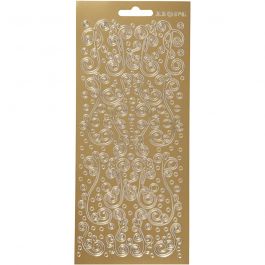 Stickers, virvlar, ark 10x23 cm, guld, 1 ark [HOB-170159]