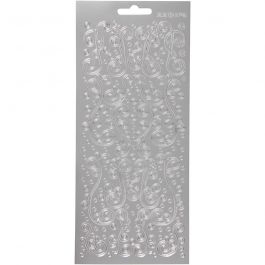 Stickers, virvlar, ark 10x23 cm, silver, 1 ark [HOB-170160]