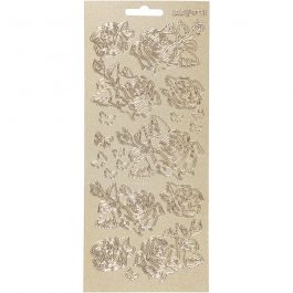 Stickers, rosor, ark 10x23 cm, guld, 1 ark [HOB-170161]