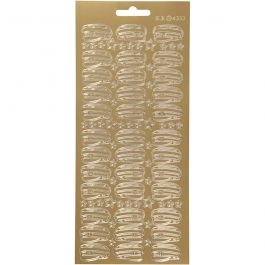 Stickers, hatt, ark 10x23 cm, guld, 1 ark [HOB-170208]
