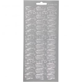Stickers, hatt, ark 10x23 cm, silver, 1 ark [HOB-170209]