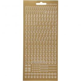 Stickers, siffror, ark 10x23 cm, guld, 1 ark [HOB-170212]