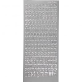 Stickers, bokstäver, ark 10x23 cm, silver, 1 ark [HOB-170215]