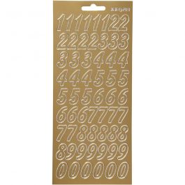 Stickers, siffror, ark 10x23 cm, guld, 1 ark [HOB-170218]