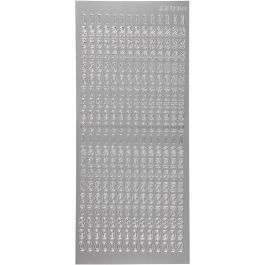 Stickers, siffror, ark 10x23 cm, silver, 1 ark [HOB-170221]