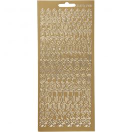 Stickers, bokstäver, ark 10x23 cm, guld, 1 ark [HOB-170224]