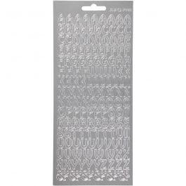 Stickers, bokstäver, ark 10x23 cm, silver, 1 ark [HOB-170225]