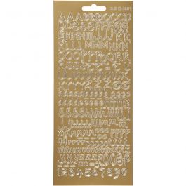 Stickers, bokstäver, ark 10x23 cm, guld, 1 ark [HOB-170226]