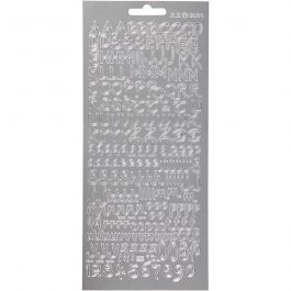 Stickers, bokstäver, ark 10x23 cm, silver, 1 ark [HOB-170227]