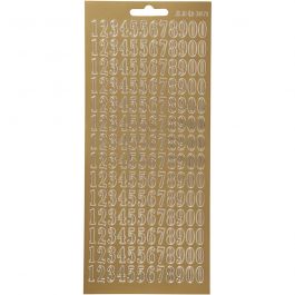 Stickers, siffror, ark 10x23 cm, guld, 1 ark [HOB-170228]