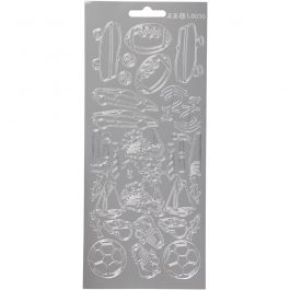 Stickers, sport, ark 10x23 cm, silver, 1 ark [HOB-170233]